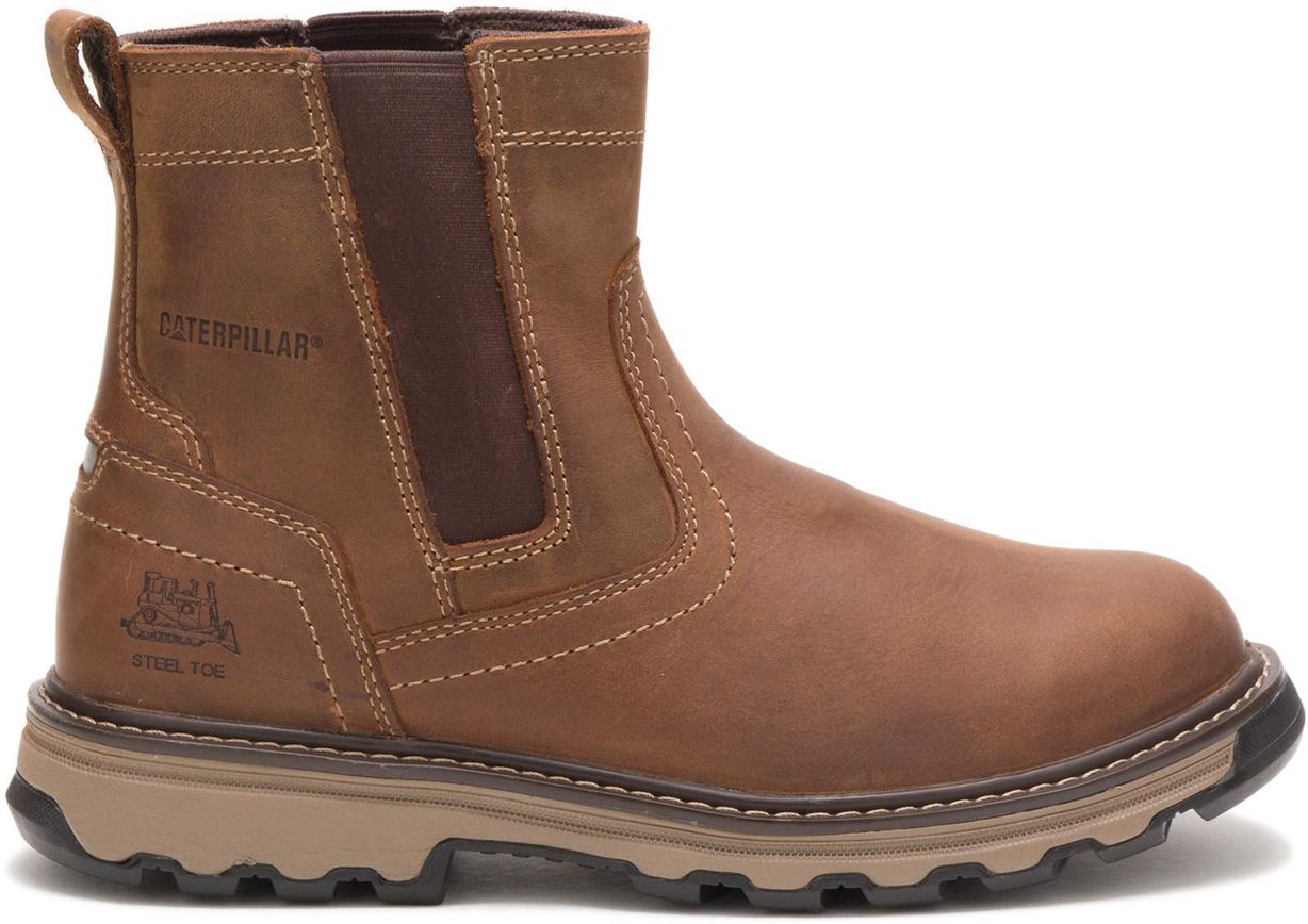 Mens Caterpillar Pelton Safety Boot In Dark Beige Soletrader