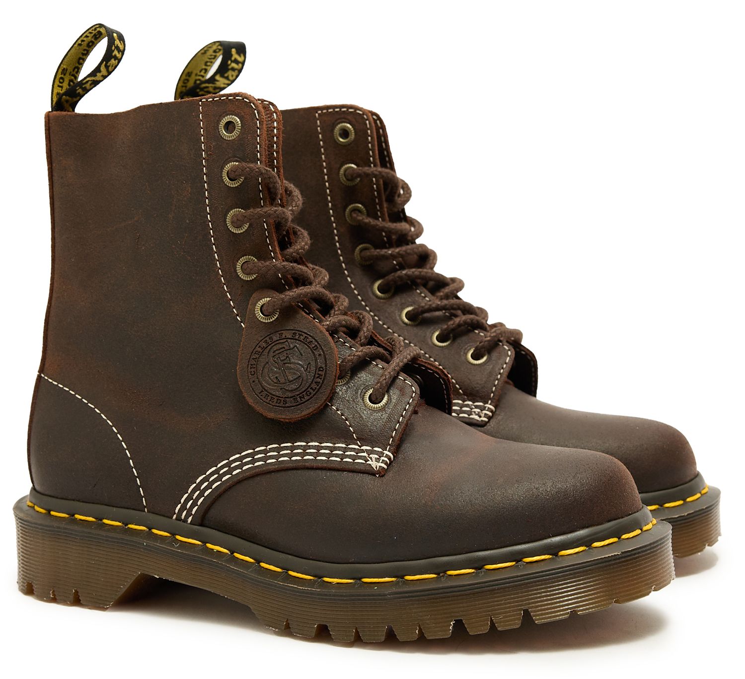 ガスガン Womens Dr Martens 1460 Wax Commander Leather Lace-Up Boots In