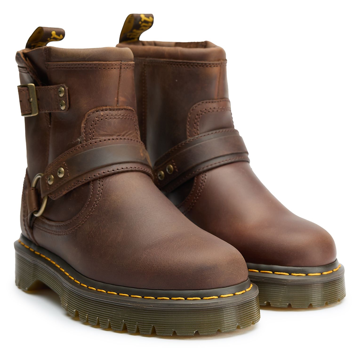 Womens Dr Martens Anistone Harness Boots In Dark Brown | Soletrader