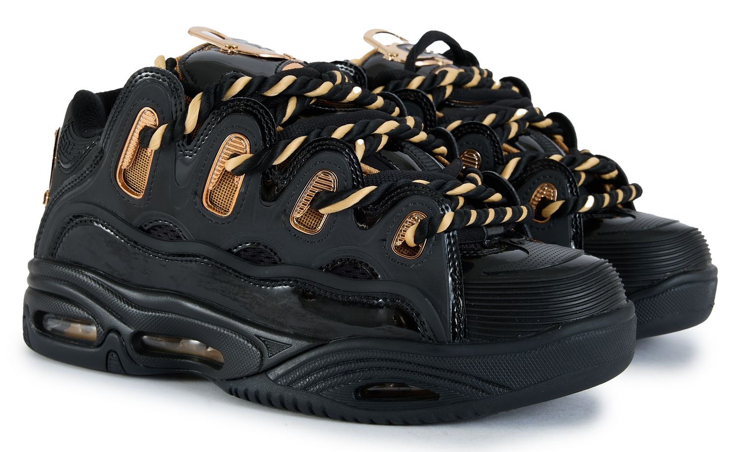 Mens Osiris D3 2001 25 Years Sneakers In Black Gold | Soletrader