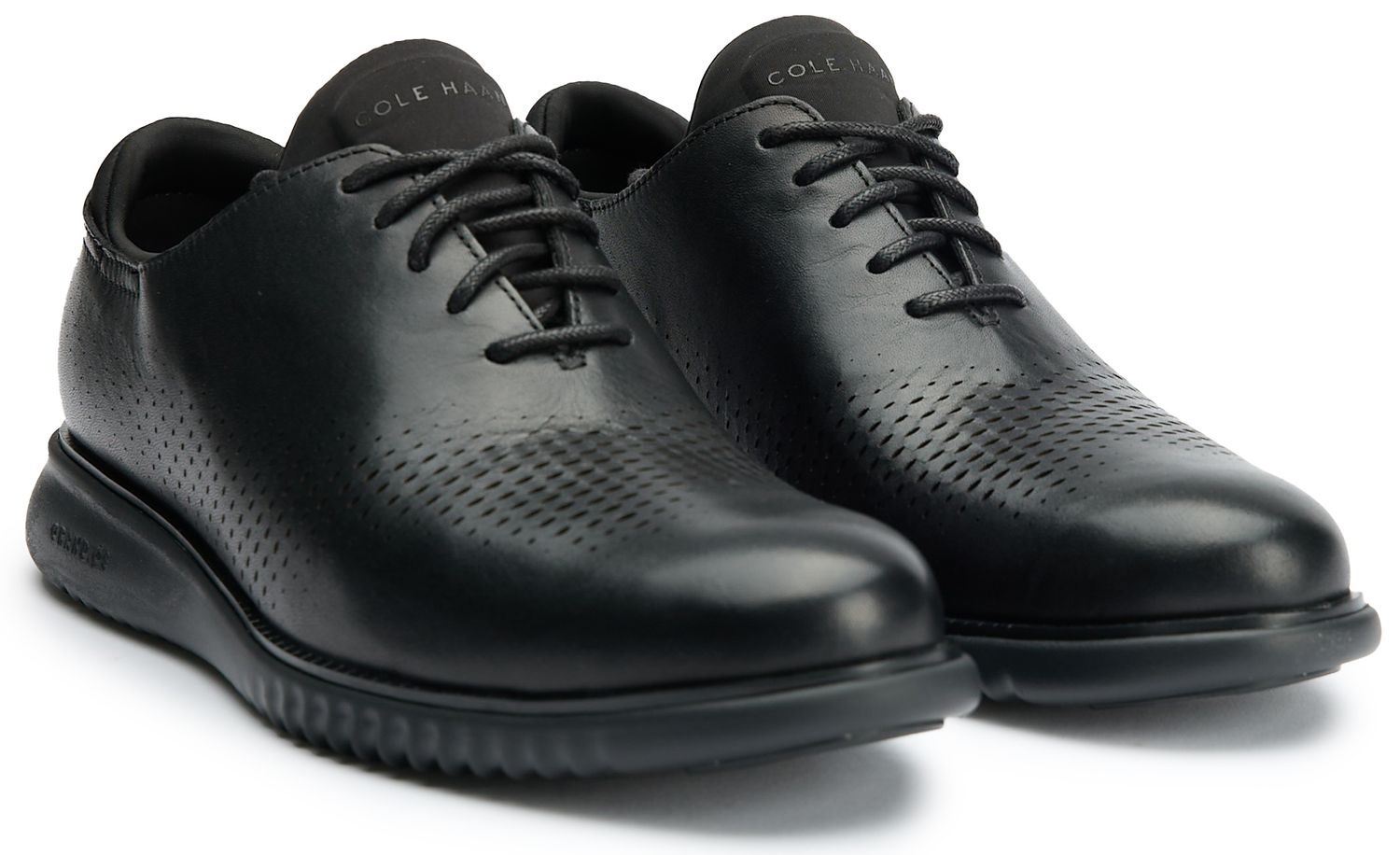 Mens Cole Haan Zerogrand Laser Wingtip Shoes In Black | Soletrader