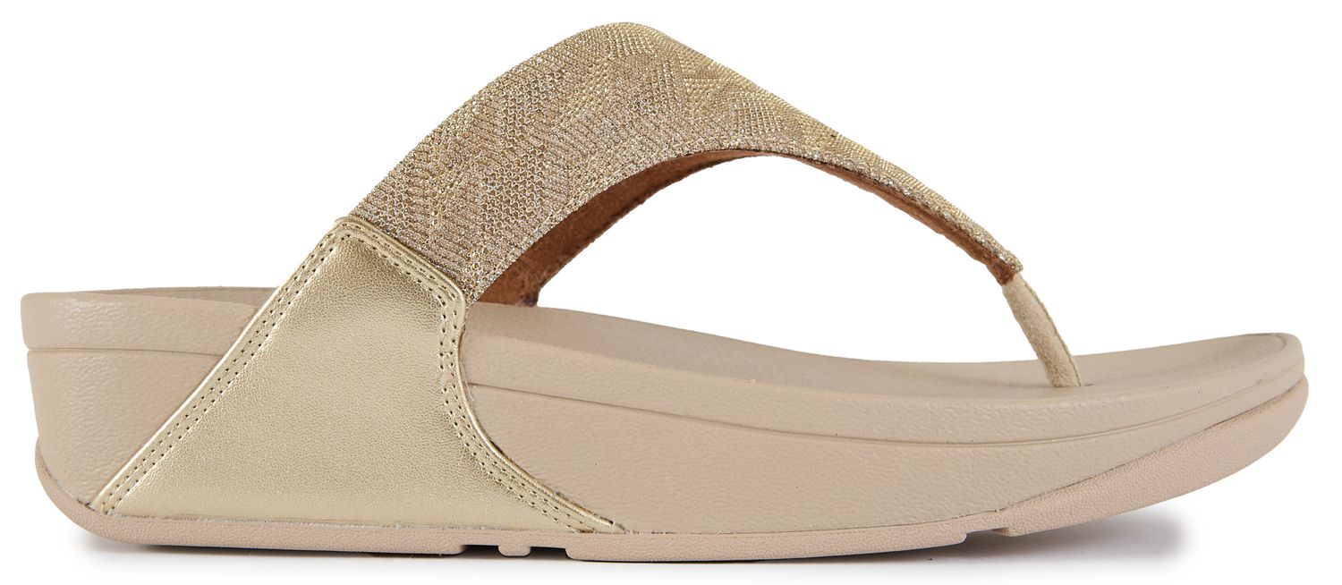 Womens Fitflop Lulu Glitz Toe-Post Sandals In Platino | Soletrader