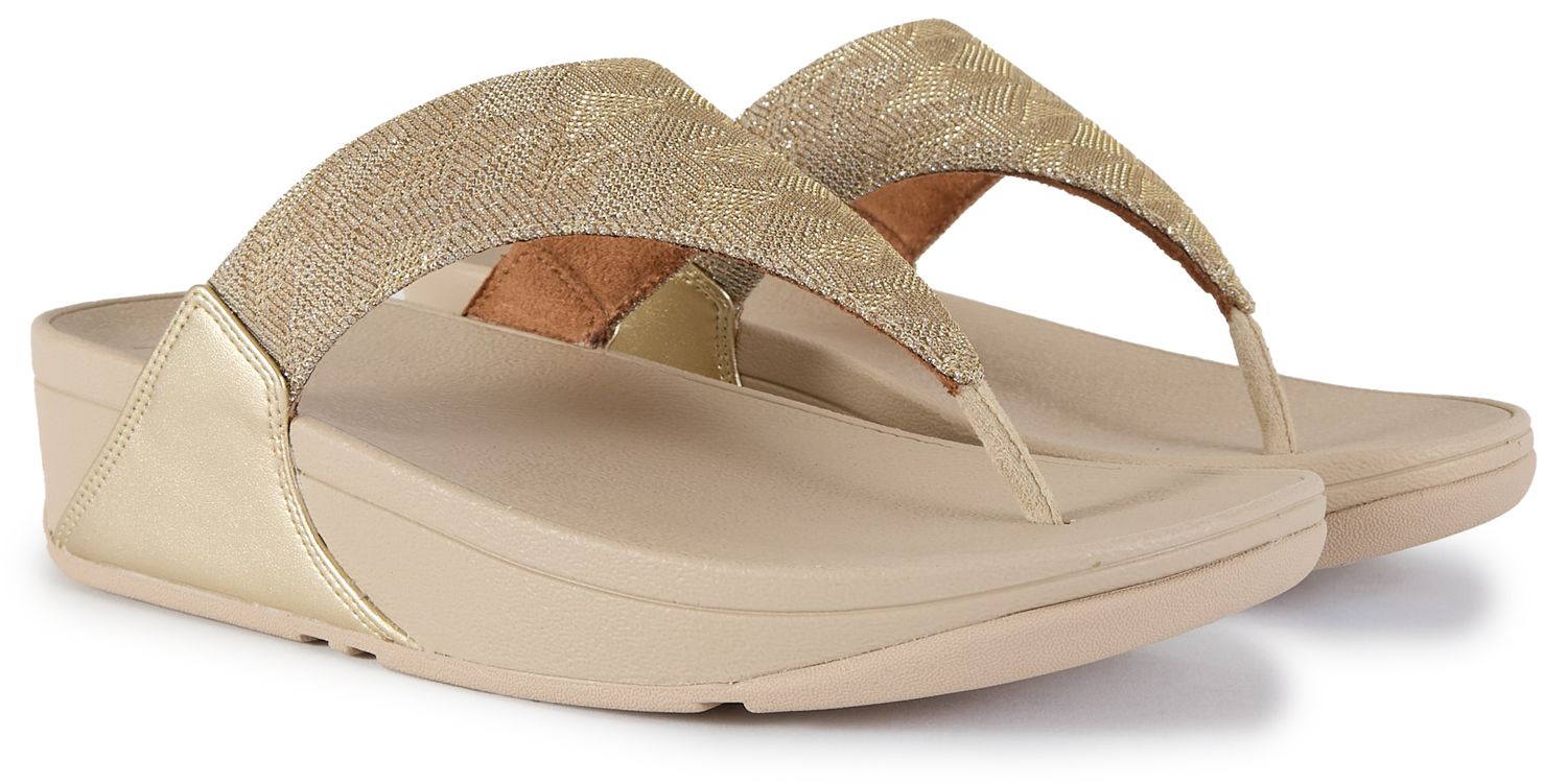 【新品・未使用】FitFlop Lulu Glitz Slides ゴールド Womens Fitflop Lulu Glitz Toe-Post Sandals In Platino | Soletrader