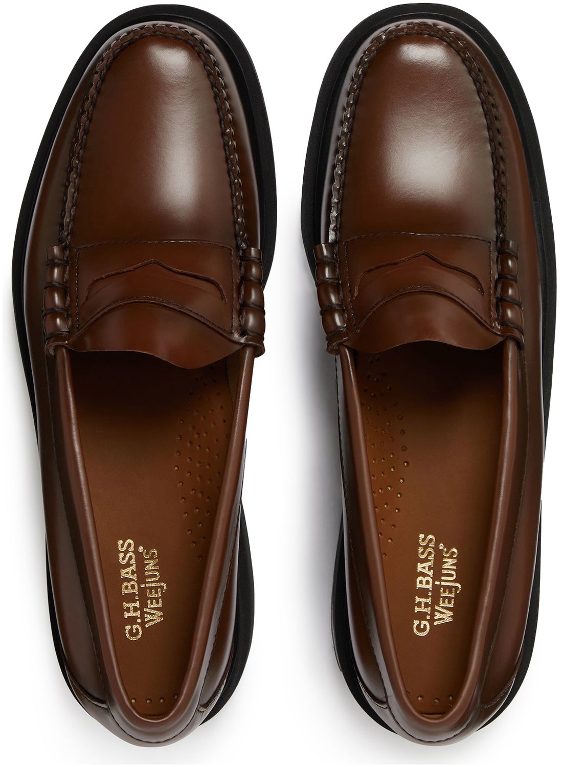 Mens G.H.Bass Weejuns Larson Step Penny Loafers In Mid Brown