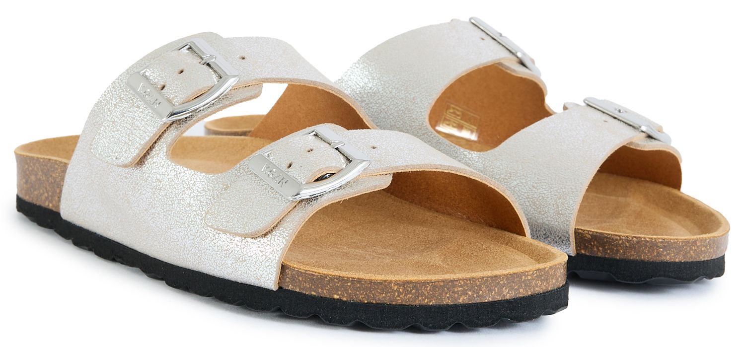Womens V.Gan Vegan Mango Comfort Footbed Sandals In Silver