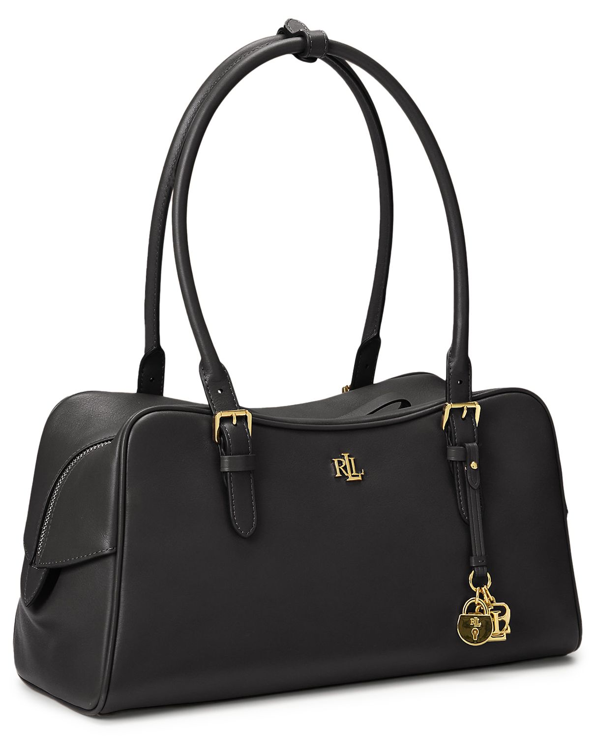 Womens Lauren By Ralph Lauren Marcy Zip Satchel In Black | Soletrader
