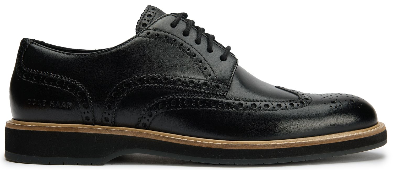 Mens Cole Haan Morse Grand Wingtip Shoes In Black | Soletrader
