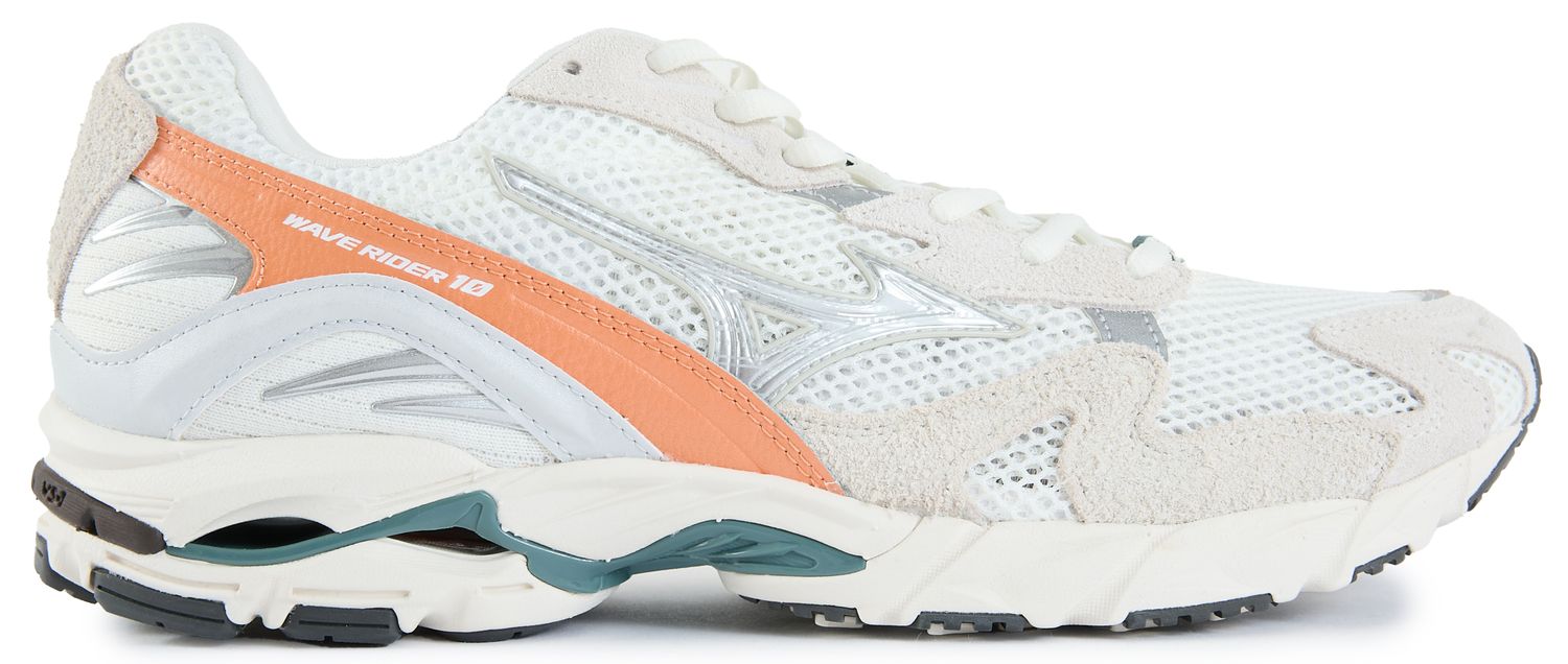 Mens Mizuno Wave Rider 10 Sneakers In Snow White | Soletrader
