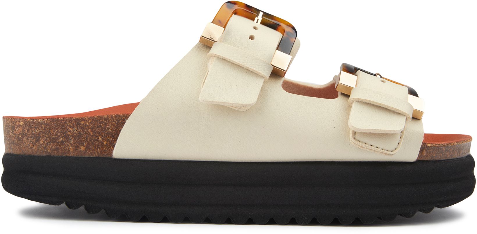 Womens V.Gan Vegan Plum Footbed Tortoiseshell Sandals In Creme Soletrader