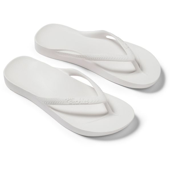 Mens Archies Arch Support Flip Flop Sandals In White  display picture 1