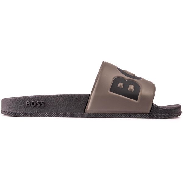 BOSS logo-embossed moulded-footbed slides - Black