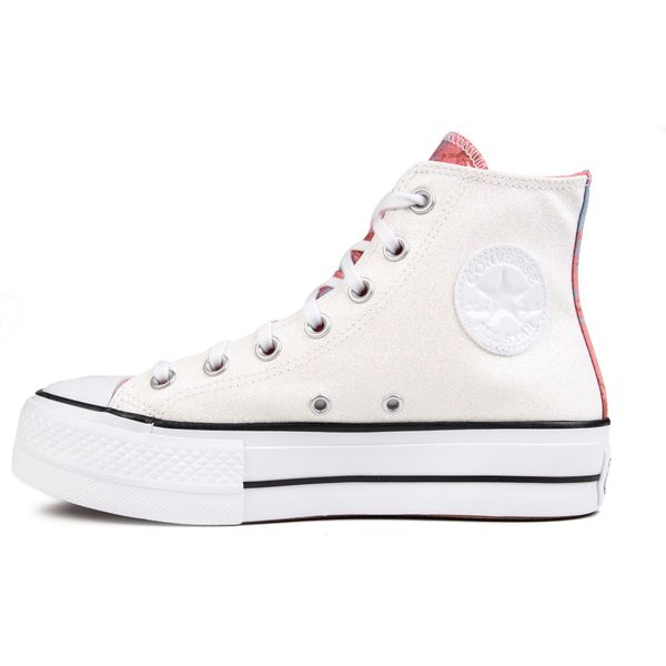 Womens Converse All Star Lift Hi Trainers In Glitter White | Soletrader