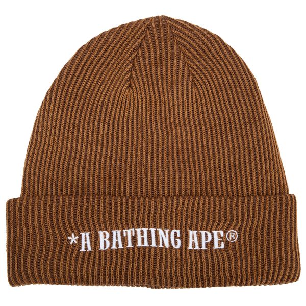 【A・BATHING APE】BAPE STA KNIT CAP brown Mens A Bathing Ape Ribbed Beanie In Brown | SOLE