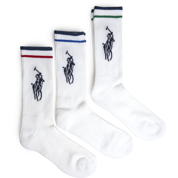 Mens Polo Ralph Lauren 3 Pack Crew Socks In White | Soletrader