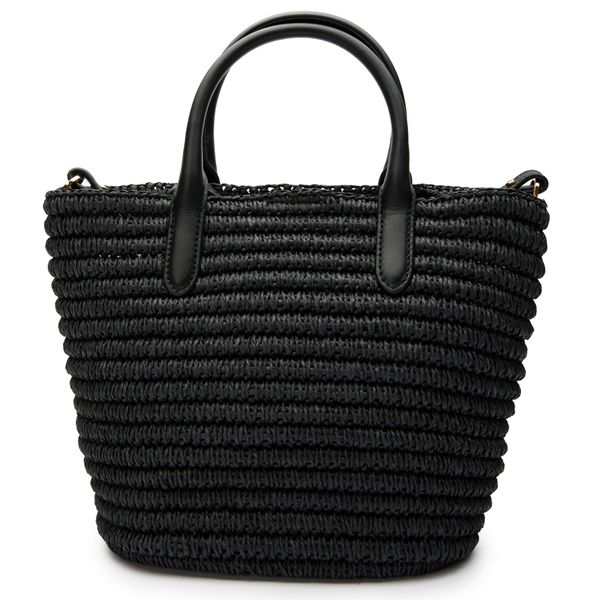 Womens Lauren By Ralph Lauren Woven Straw Tote Bag In Black