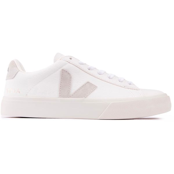 Womens Veja Campo Leather Trainers In White/Beige Soletrader