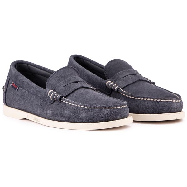 Mocassins Sebago Dan Boat Roughout En Suède Bleu - Taille Medium, Neuf Avec Emballage