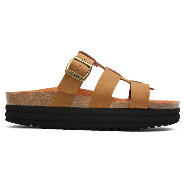 Womens V.Gan Vegan Fig Slide Footbed Sandals In Tan | Soletrader