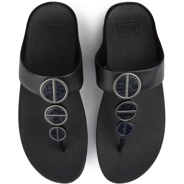 Womens Fitflop Halo Metallic Sandals In Black | Soletrader