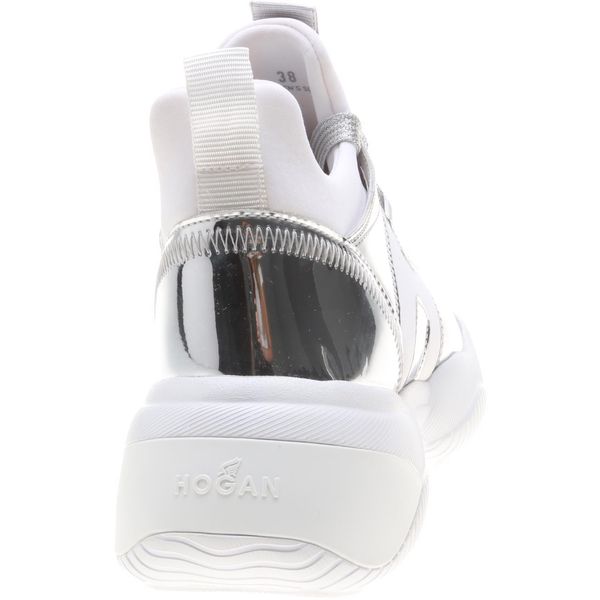 Womens Hogan Interaction Sneakers In Silver/White | Soletrader