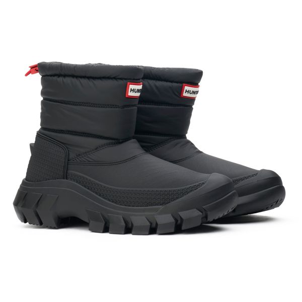 Womens Hunter Intrepid Short Snow Boots In Black | Soletrader