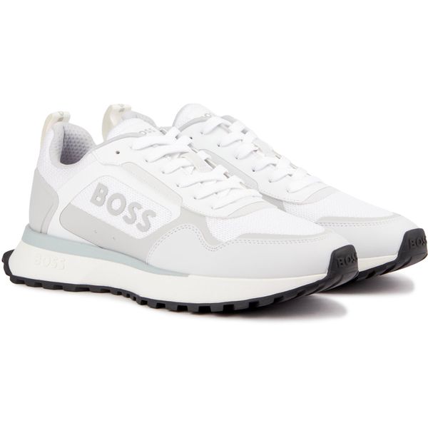 シューズ BOSS Jr. BOSS - Kids' logo-strap trainers in leather and canvas - Black