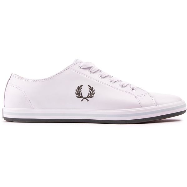 Mens Fred Perry Kingston Leather Sneakers In White/Green