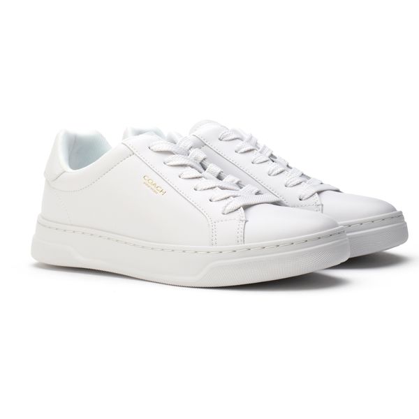 COACH HIGH LINE LTH SNK 24cm ホワイト Coach High Line LTH SNK Optic White Logo Lace Up Women's Low Top