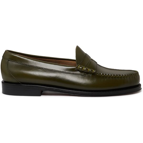 Mens G.H.Bass Weejuns Larson Penny Loafers In Olive Green Leather