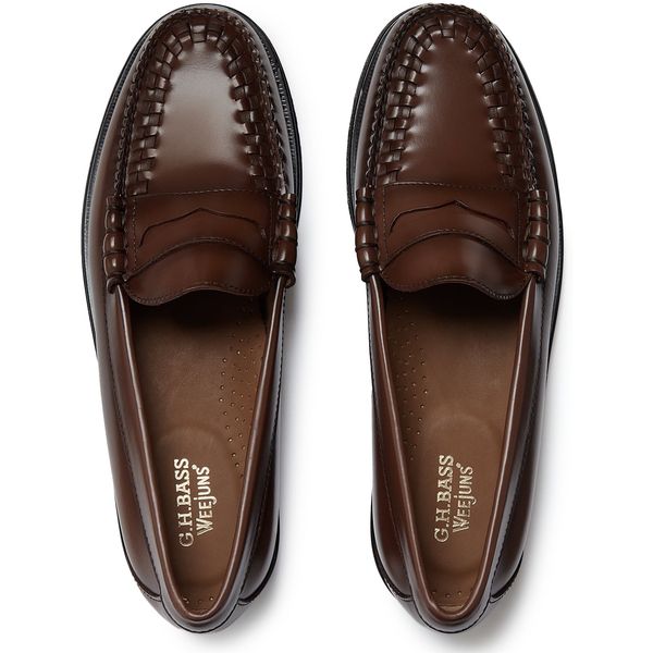Mens G.H.Bass Weejuns Larson Weave Loafers In Mid Brown  display picture 3