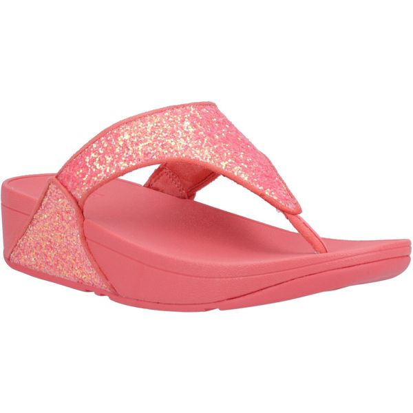 Womens Fitflop Lulu Glitter Toe-Post Sandals In Rosy Coral | Soletrader