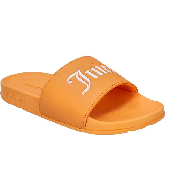 Womens Juicy Couture Collegiate Embossed Sliders In Papaya