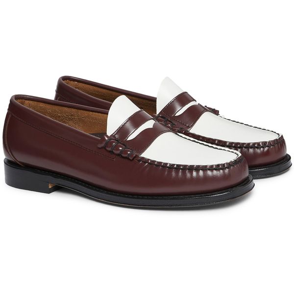 Mens G.H.Bass Weejuns Larson Penny Loafers In Wine & White