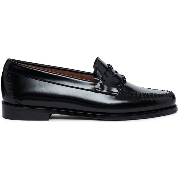 Womens G.H.Bass Weejuns Lola Whipstitch Loafers In Black Leather 