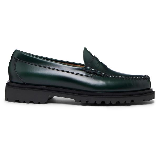 Mens G.H.Bass Weejuns Step-Lug Larson Penny Loafers In Dark Green