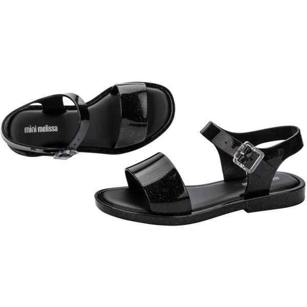 Kids Unisex Mini Melissa Mar Sandals In Glitter Black Soletrader