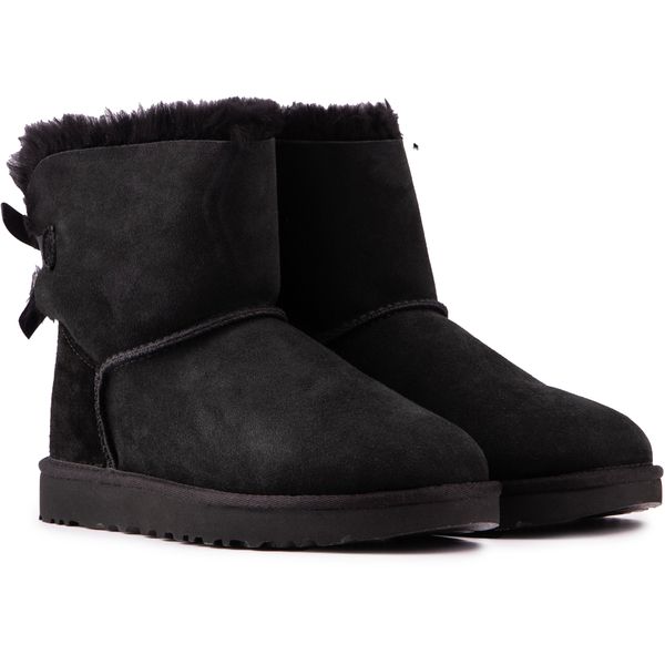 Womens Ugg Mini Bailey Bow II Boots In Black Soletrader