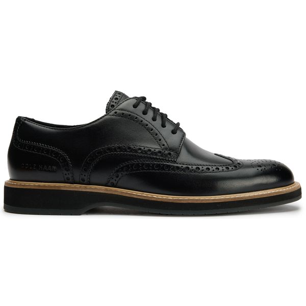 Mens Cole Haan Morse Grand Wingtip Shoes In Black | Soletrader