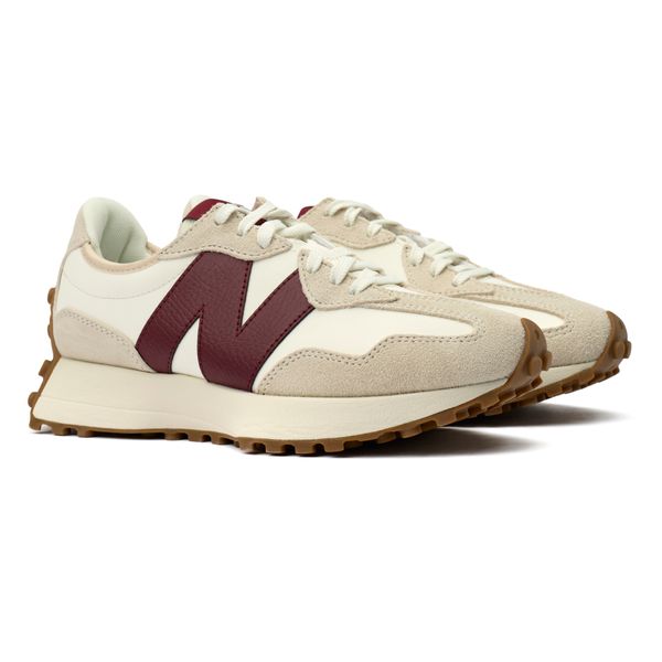 Womens New Balance 327 Sneakers In Natural/Maroon Soletrader