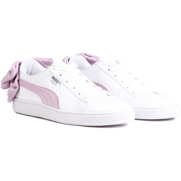 White puma trainers shops with bow