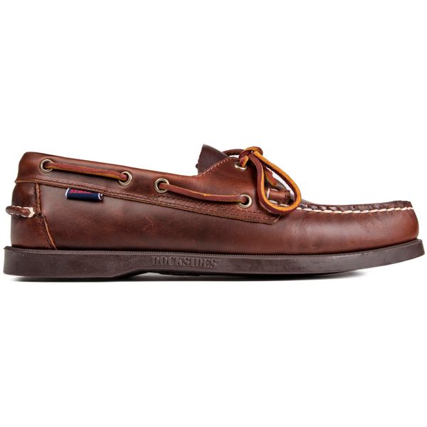 Mens Sebago Dockside Portland Waxed Shoes In Brown Gum
