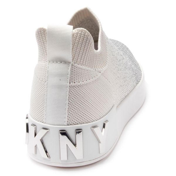 Womens Dkny Sayda Slip On Trainers In White Silver Soletrader