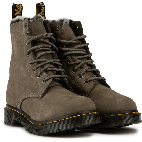 Dr Martens★1460 SERENA★もこもこ★NICKEL GREY Womens Dr Martens 1460 Serena Boots In Nickel Grey | Soletrader