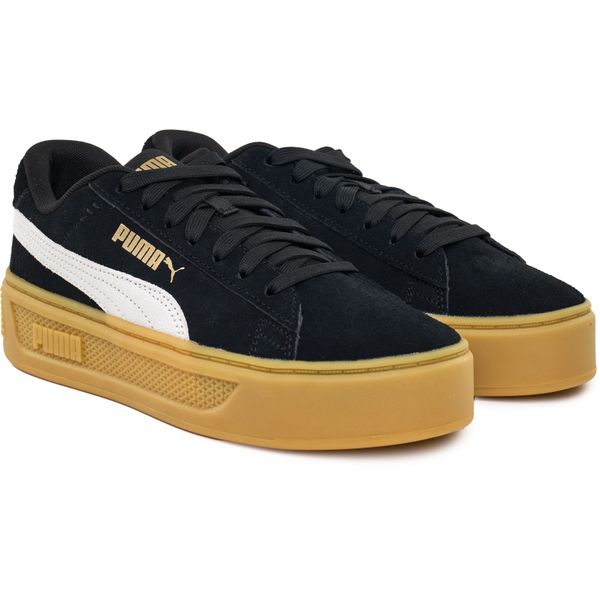 Womens Puma Smash Platform Trainers In Black Soletrader