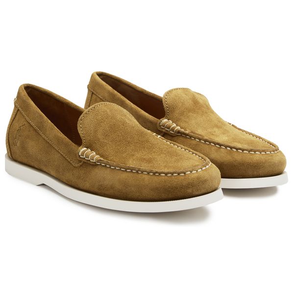 Mens Polo Ralph Lauren Merton Suede Venetian Shoes In Desert  display picture 2