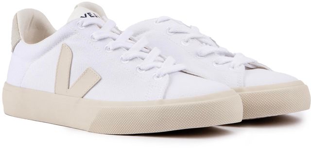 Womens Veja Campo Canvas Trainers In White/Beige | Soletrader