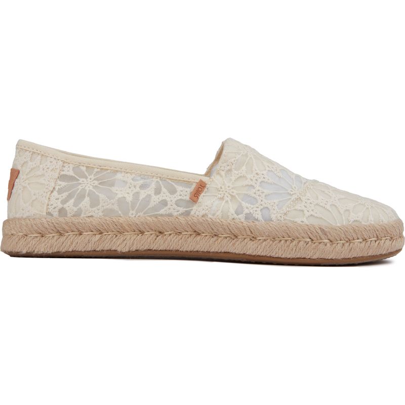 Toms Womens Floral Lace Espadrilles Shoes Natural