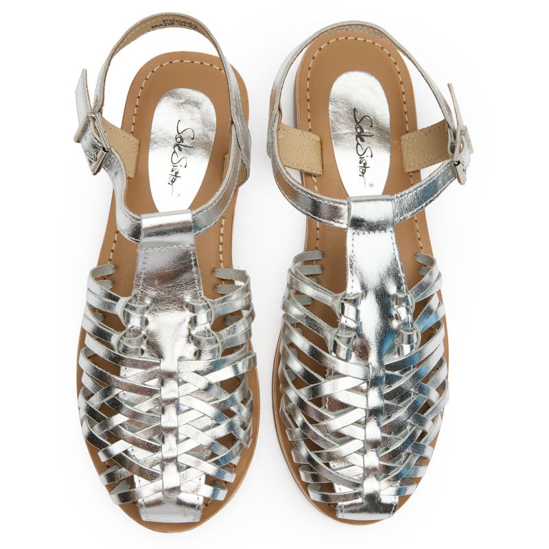 Solesister Womens Alyssa Flats Sandals Metallic