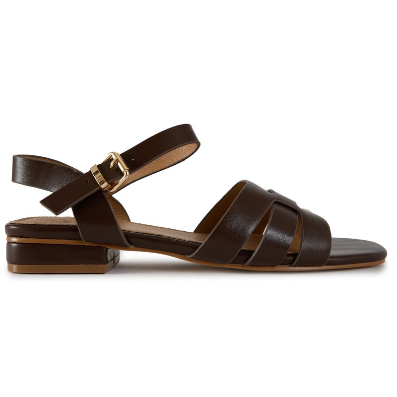 Solesister Womens January Strappy Flats Sandals Brown