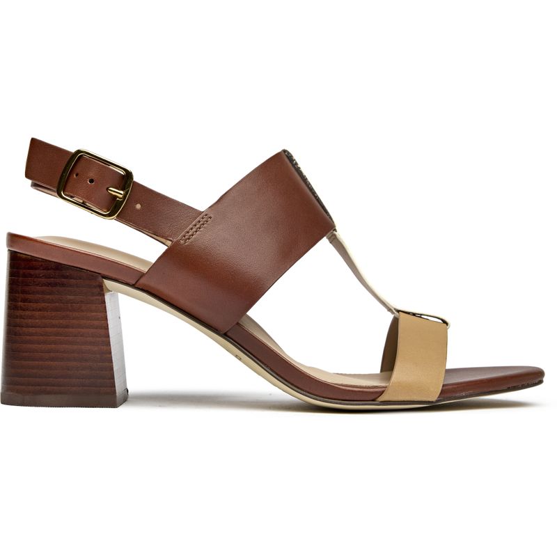 Cole Haan Womens Josie T-Strap Heels Sandals Tan